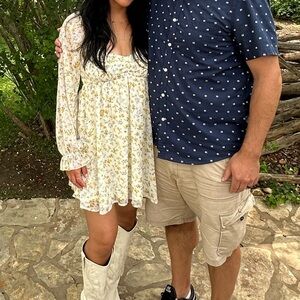 Floral Smocked Mini Dress in Cream